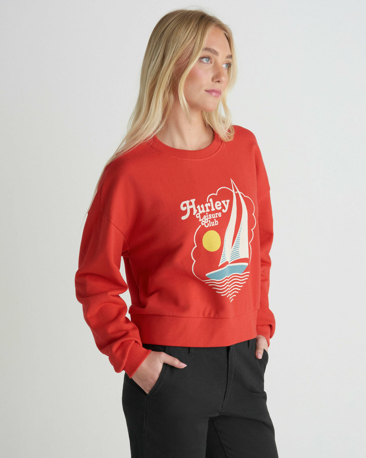Hurley Womens Leisure Club Boxy Crew Sweatshirt