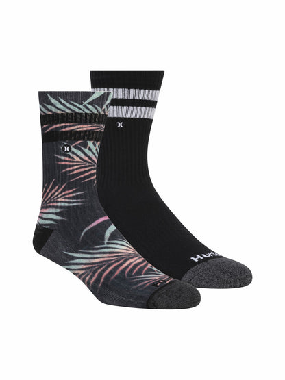 Hurley Mens Extended Terry Crew Socks (2 Pack)