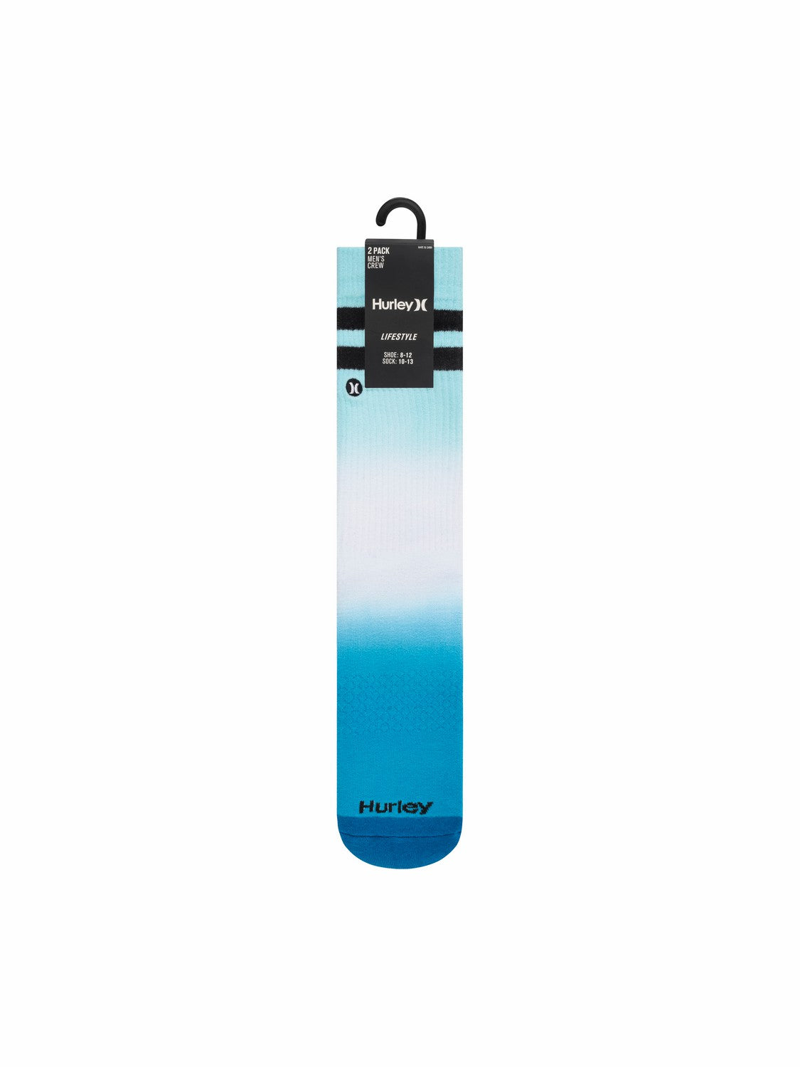 Hurley Mens Extended Terry Crew Socks (2 Pack)