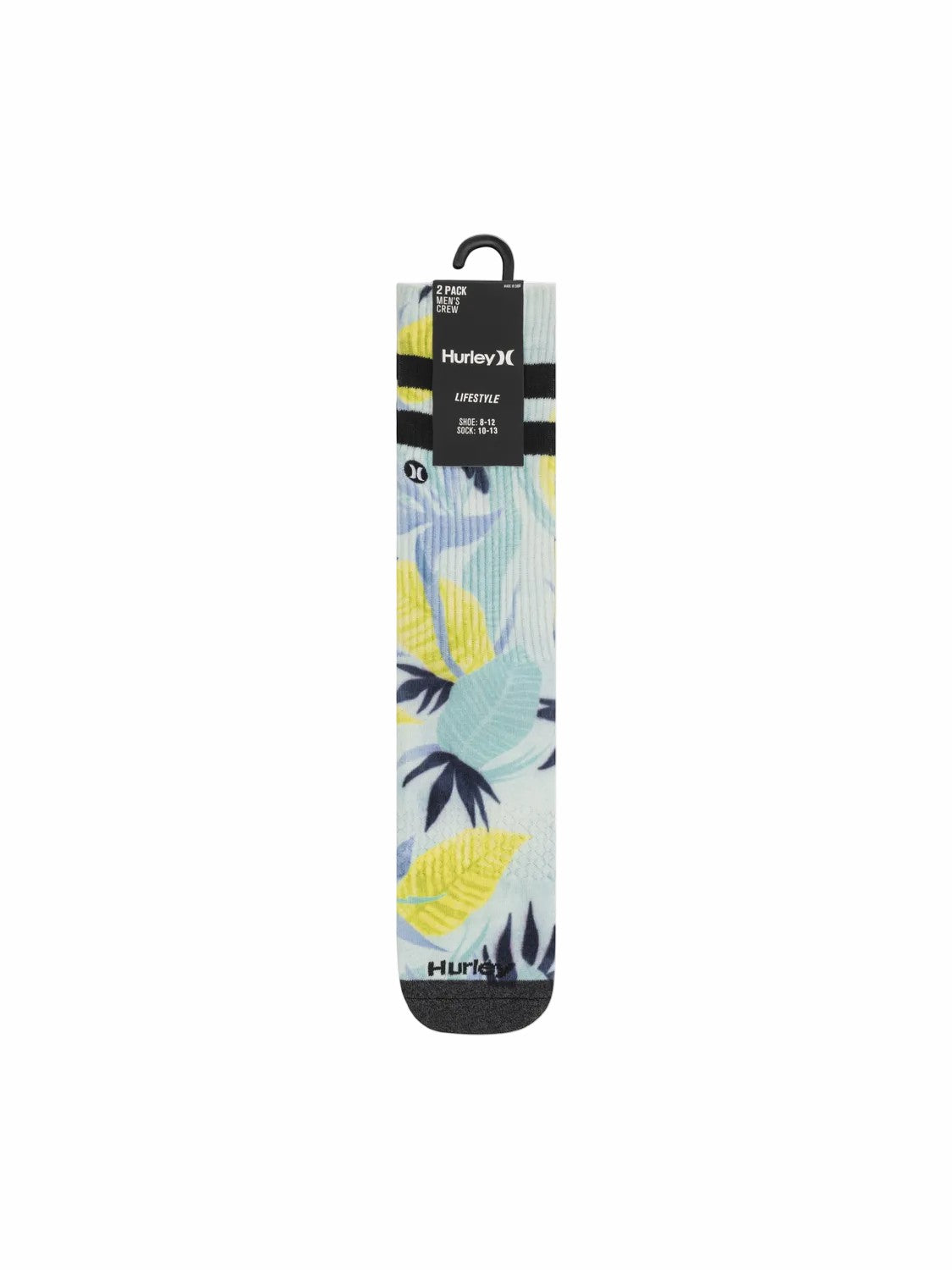 Hurley Mens Extended Terry Crew Socks (2 Pack)