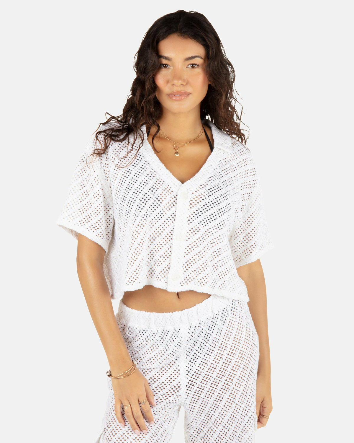 Hurley Womens Crochet Camp Shirt