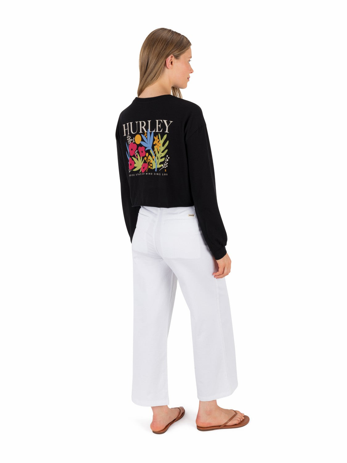 Hurley Womens Floreal Long Sleeve Crop T-Shirt