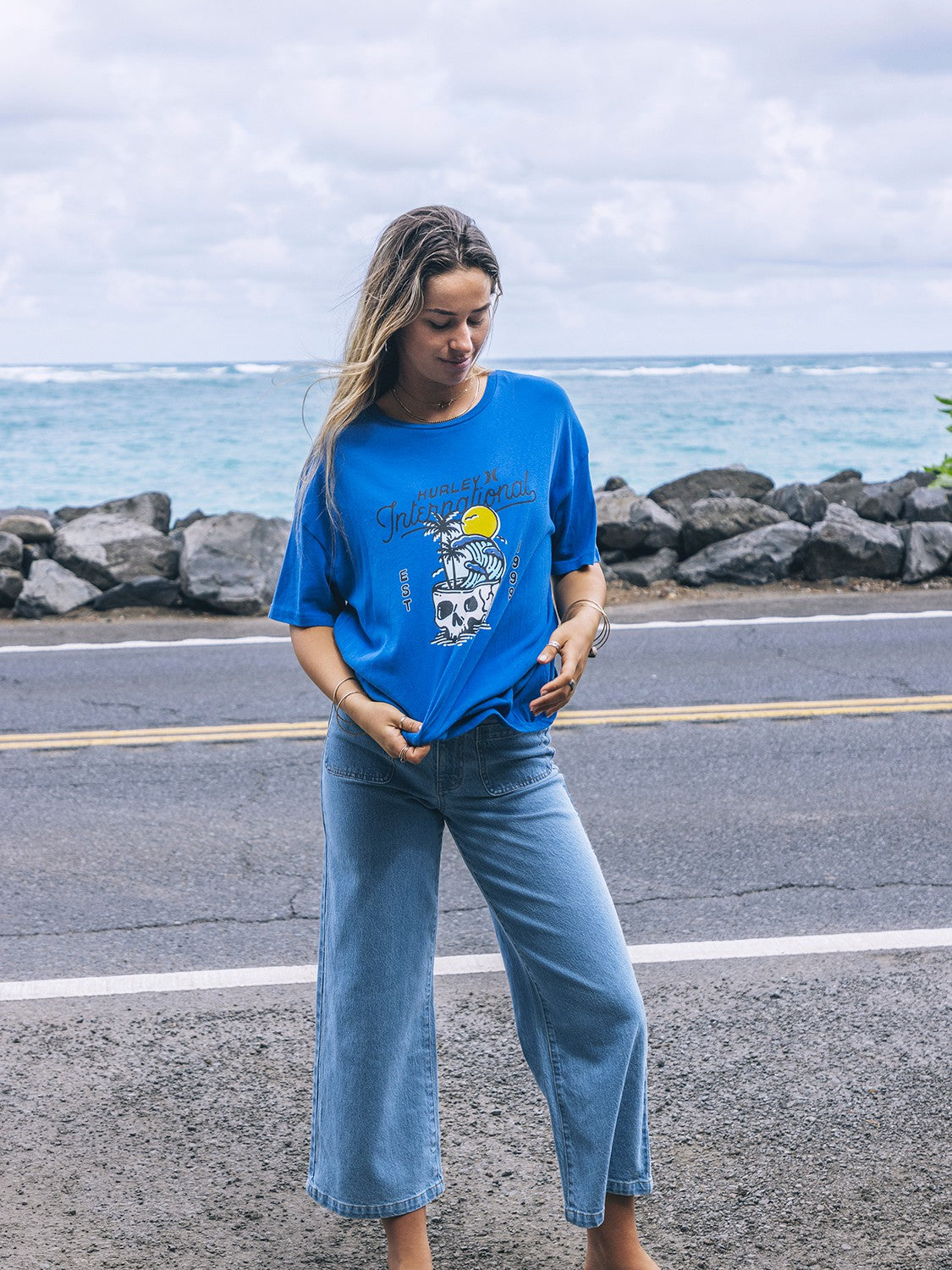 Hurley Womens Skulltide Boyfriend Tee