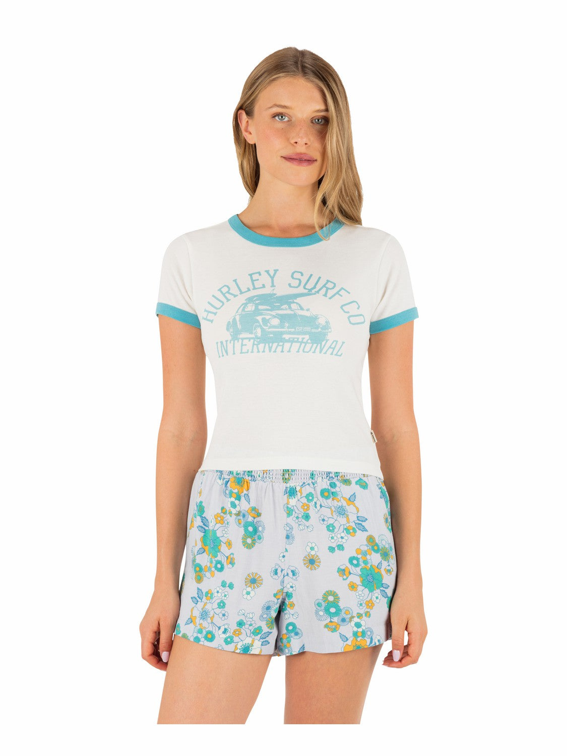 Hurley Womens Speedway Ringer Baby Tee