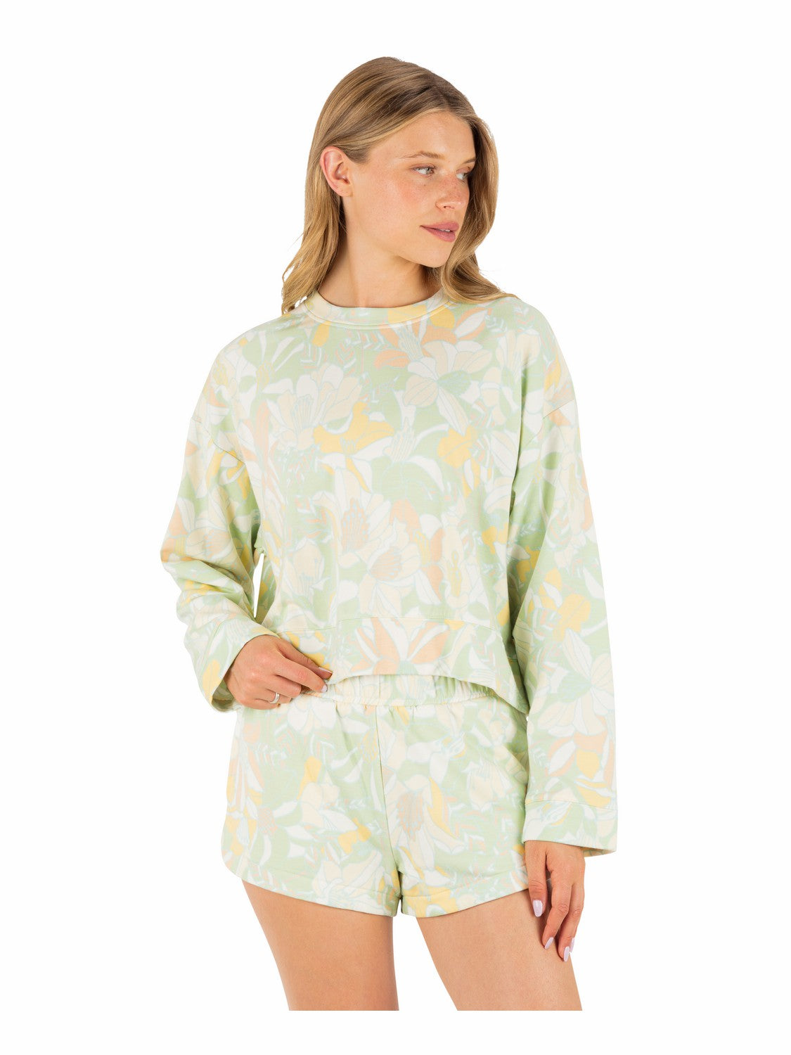 Hurley Womens Safari Floral Boxy Crew