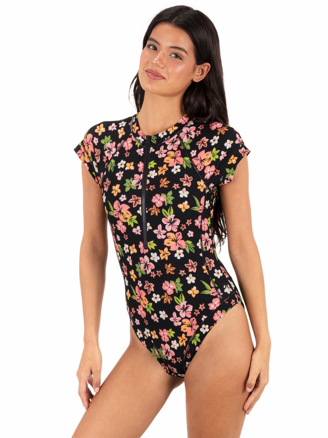 Hurley Womens Max Hibiscus Dream Cheeky Short Sleeve Surfsuit