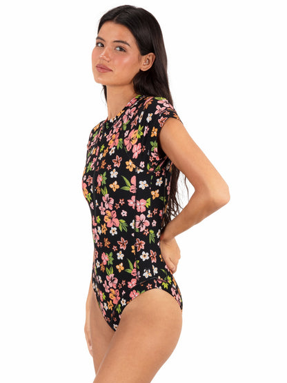 Hurley Womens Max Hibiscus Dream Cheeky Short Sleeve Surfsuit