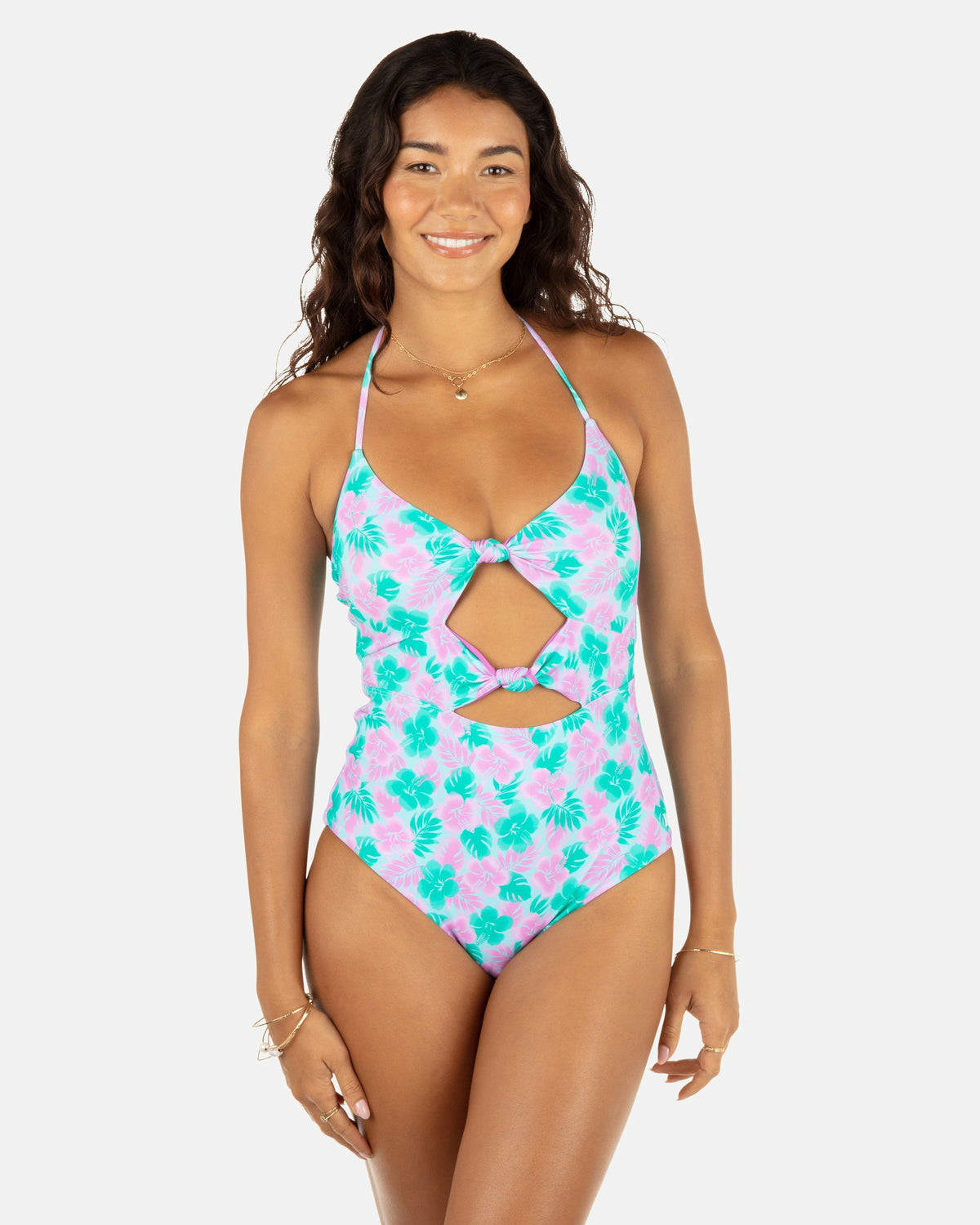 Hurley Womens Lani Floral Cheeky Knot One Piece