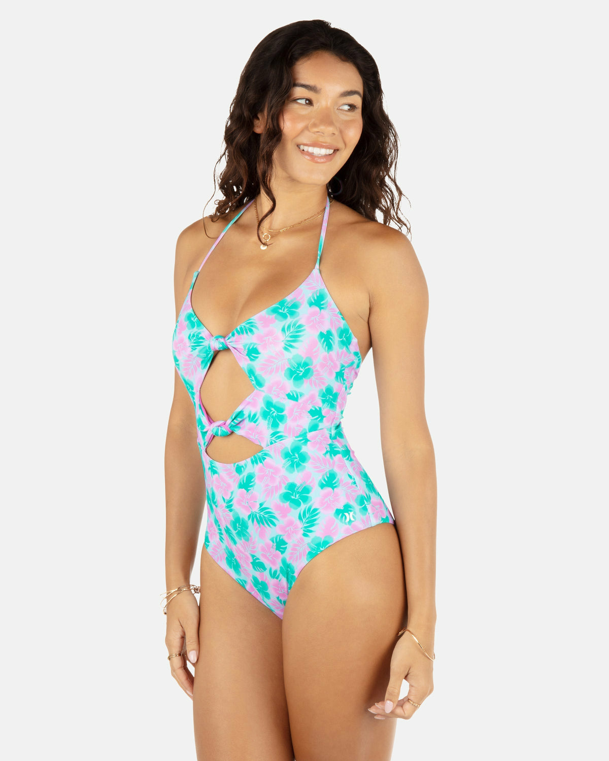 Hurley Womens Lani Floral Cheeky Knot One Piece