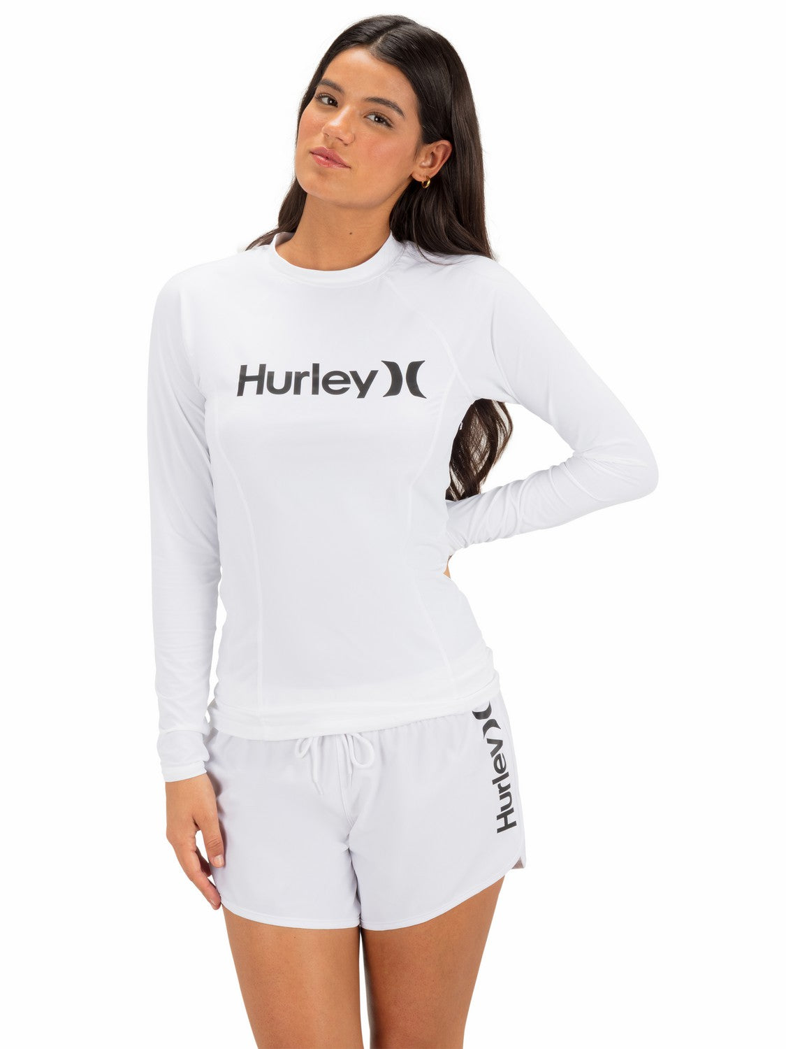 Hurley Womens One & Only Solid Mock Neck Long Sleeve Rashguard