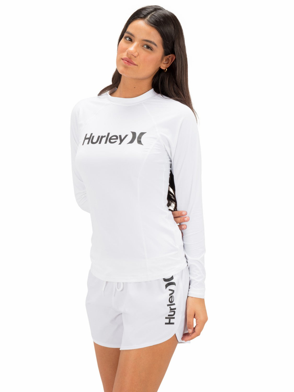 Hurley Womens One & Only Solid Mock Neck Long Sleeve Rashguard