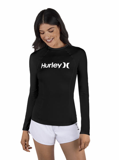 Hurley Womens One & Only Solid Mock Neck Long Sleeve Rashguard