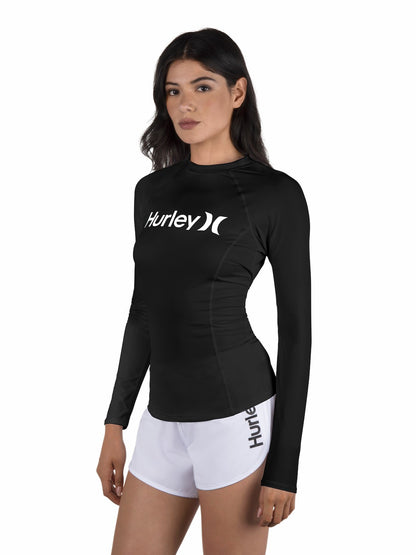 Hurley Womens One & Only Solid Mock Neck Long Sleeve Rashguard