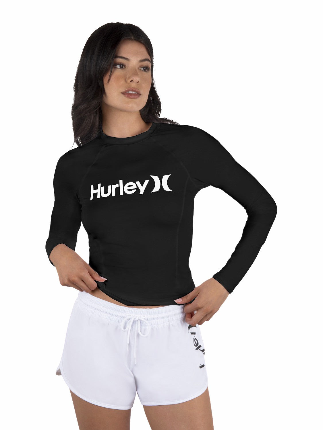Hurley Womens One & Only Solid Mock Neck Long Sleeve Rashguard