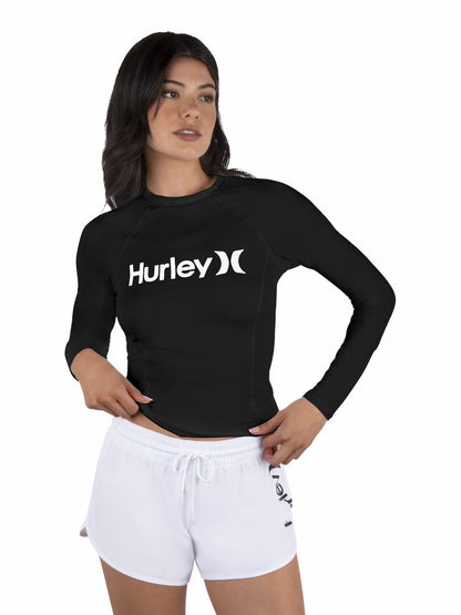 Hurley Womens One & Only Solid Mock Neck Long Sleeve Rashguard