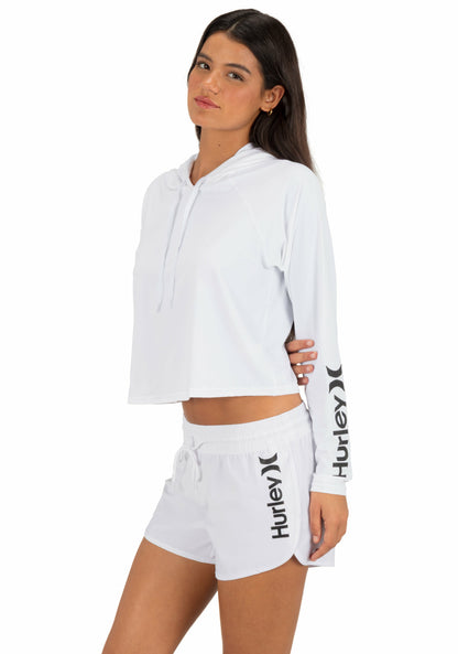 Hurley Womens One & Only Solid Long Sleeve Hooded Rashguard