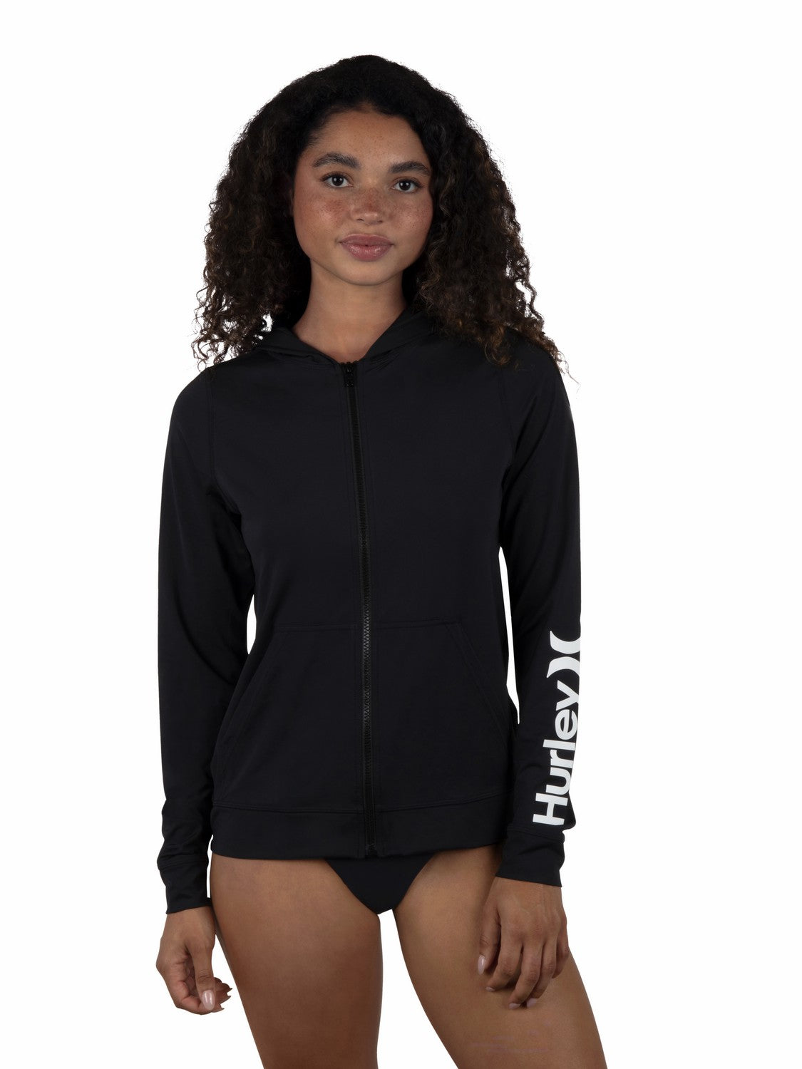 Hurley Womens One & Only Solid Zip Hoodie Rashguard