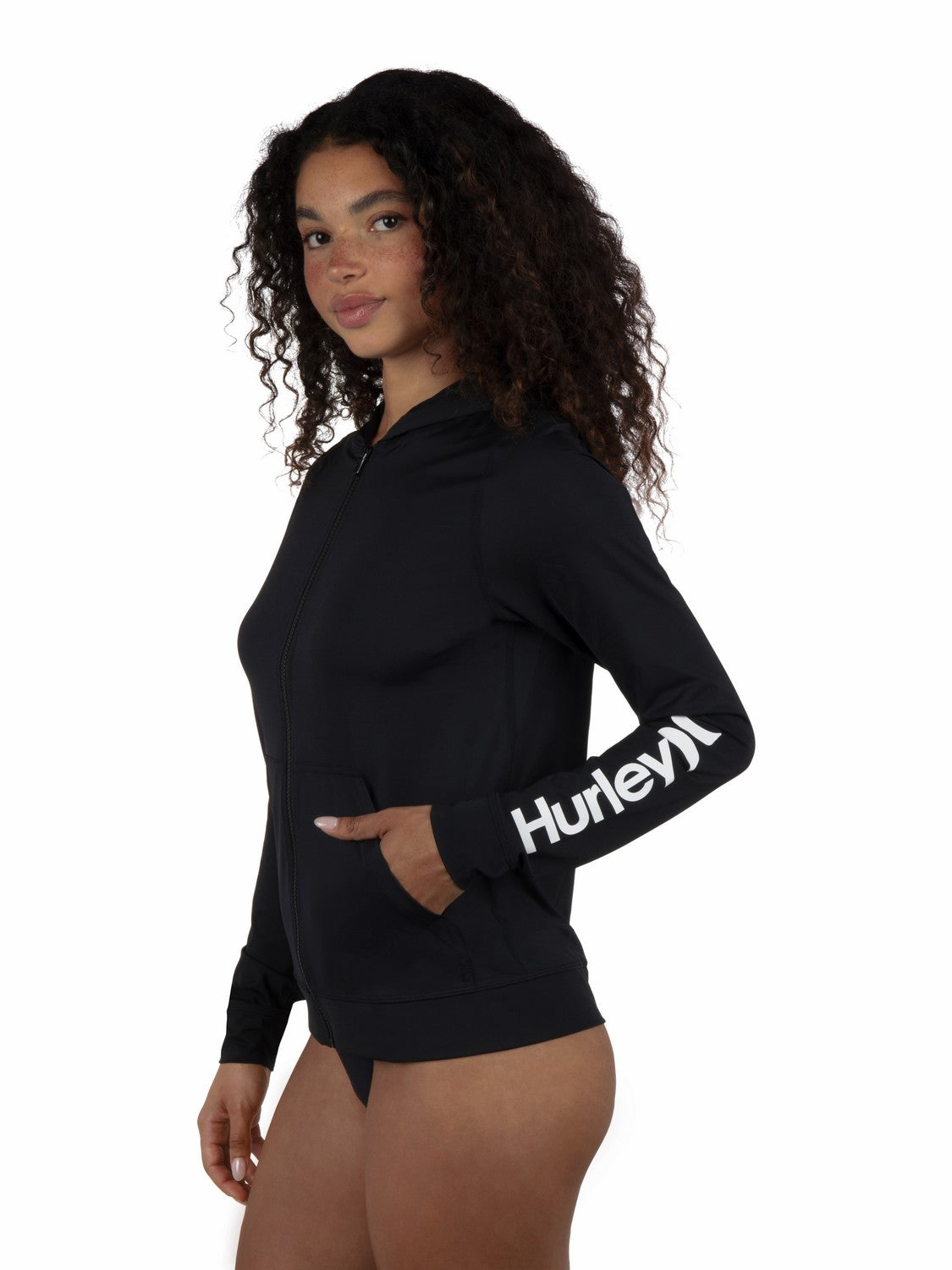 Hurley Womens One & Only Solid Zip Hoodie Rashguard