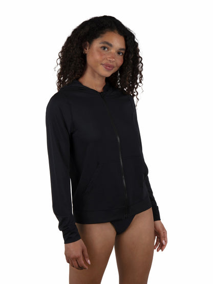 Hurley Womens One & Only Solid Zip Hoodie Rashguard