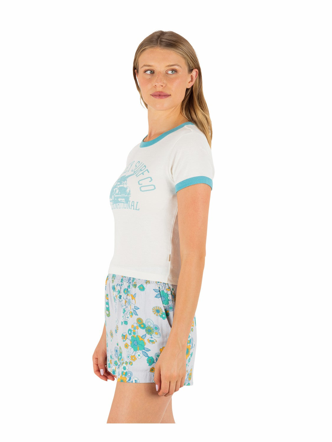 Hurley Womens Speedway Ringer Baby Tee