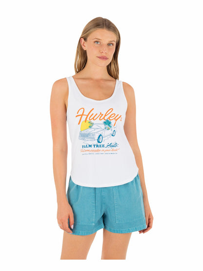 Hurley Womens Palm Tree Auto Scoop Hem Tank