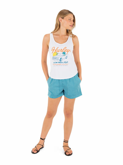 Hurley Womens Palm Tree Auto Scoop Hem Tank