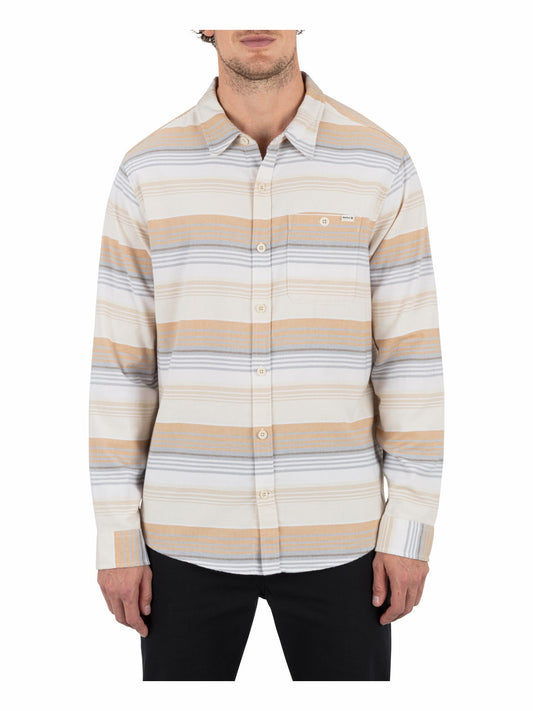 Hurley Mens Portland Stripe Stretch Flannel Long Sleeve