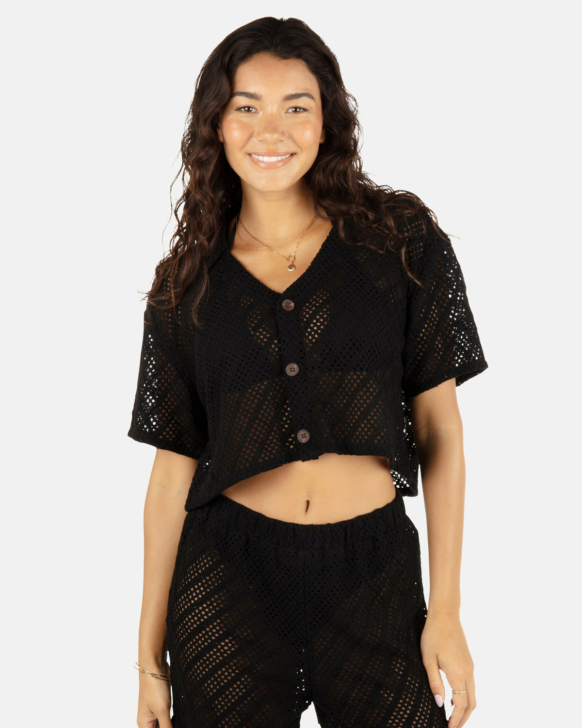 Hurley Womens Crochet Camp Shirt
