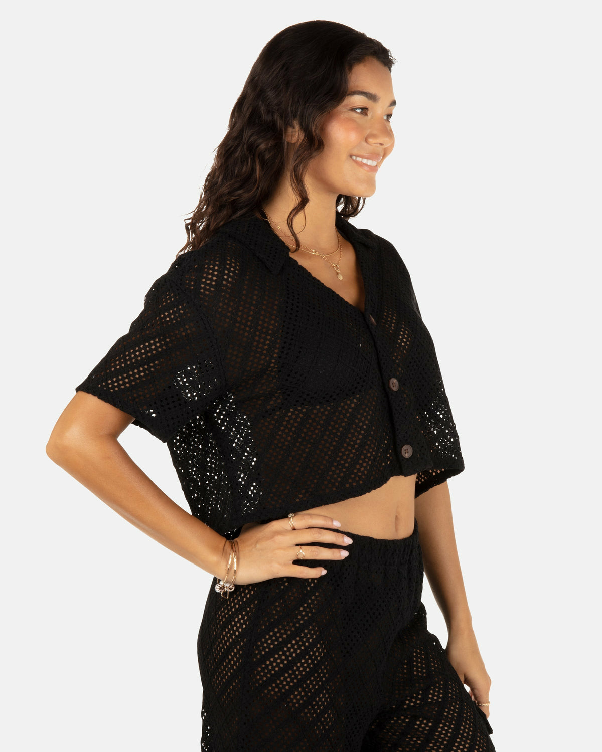 Hurley Womens Crochet Camp Shirt