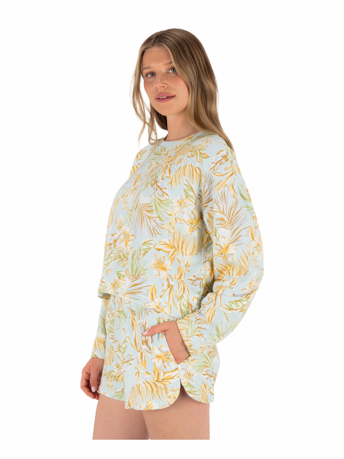Hurley Womens Fall Palms Boxy Crew