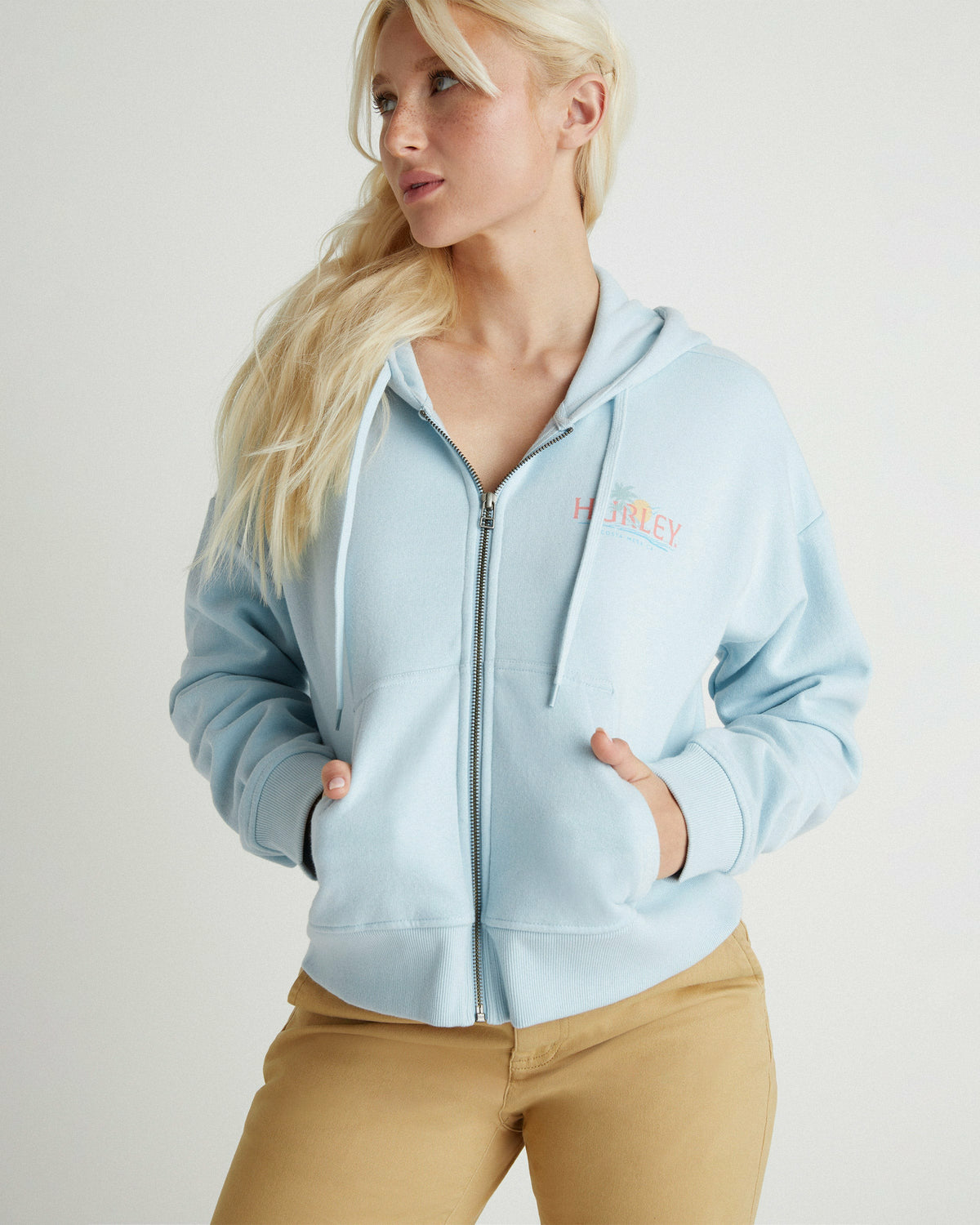 Hurley Womens Coastline Crop Zip Hoodie