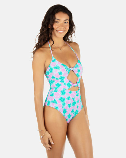 Hurley Womens Lani Floral Cheeky Knot One Piece