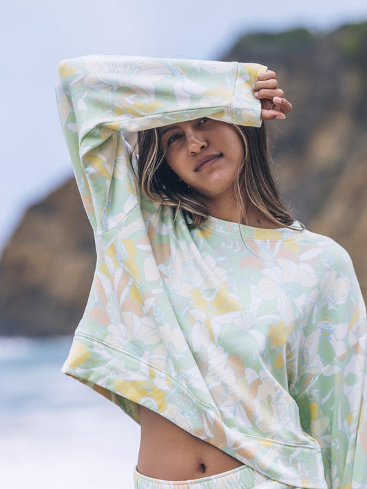 Hurley Womens Safari Floral Boxy Crew