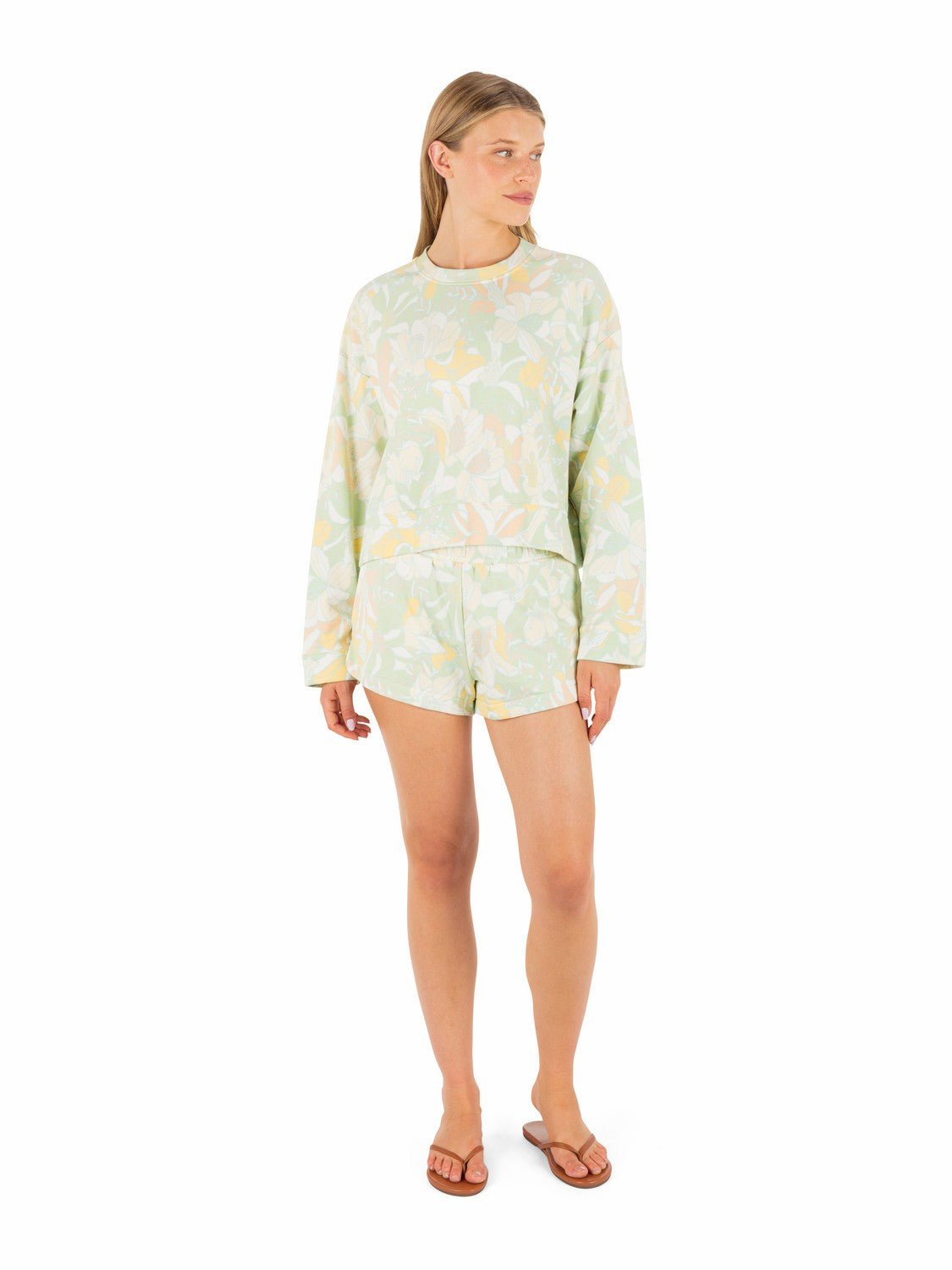 Hurley Womens Safari Floral Boxy Crew